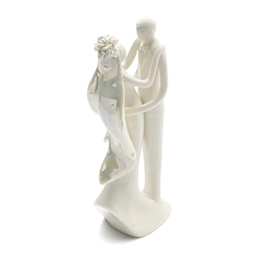 A Love Promise Décoration de gâteau de mariage Couple de mariés Mariage Anniversaire de fiançailles Souvenir en porcelaine Blanc perle 16 cm OpivioM6