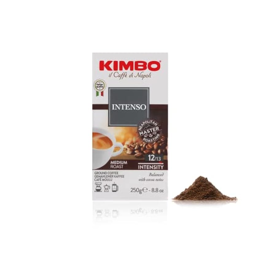 KIMBO - Café Intenso - Café Moulu - Café Italien Authentique - Intensité 12 / Medium Roast - Paquet de 250 g MlfU9p6e