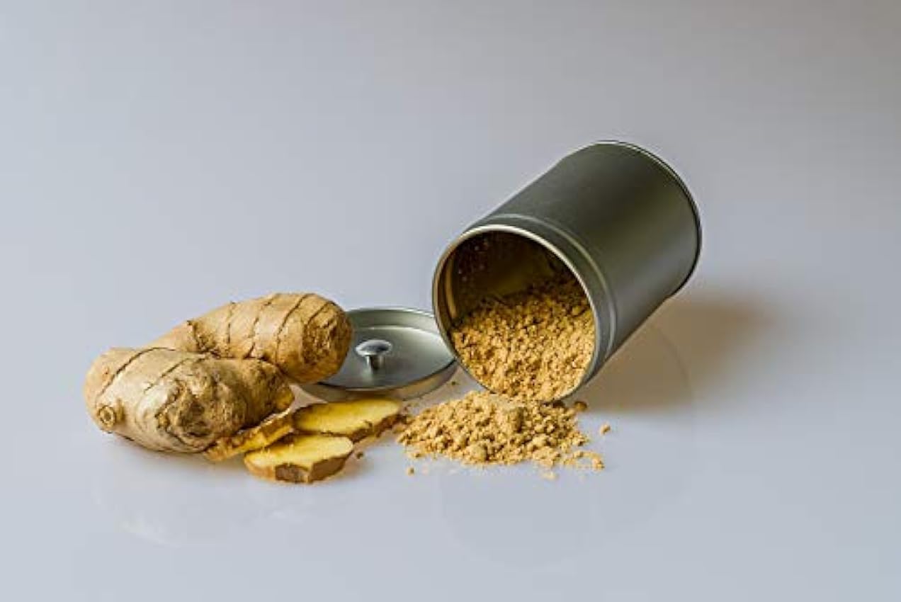 50g de gingembre BIO en poudre - Gingembre moulu comme condiment polyvalent ou ingrédient pour un délicieux thé au gingembre - emballés dans des emballages écologiques LlEGcO8e