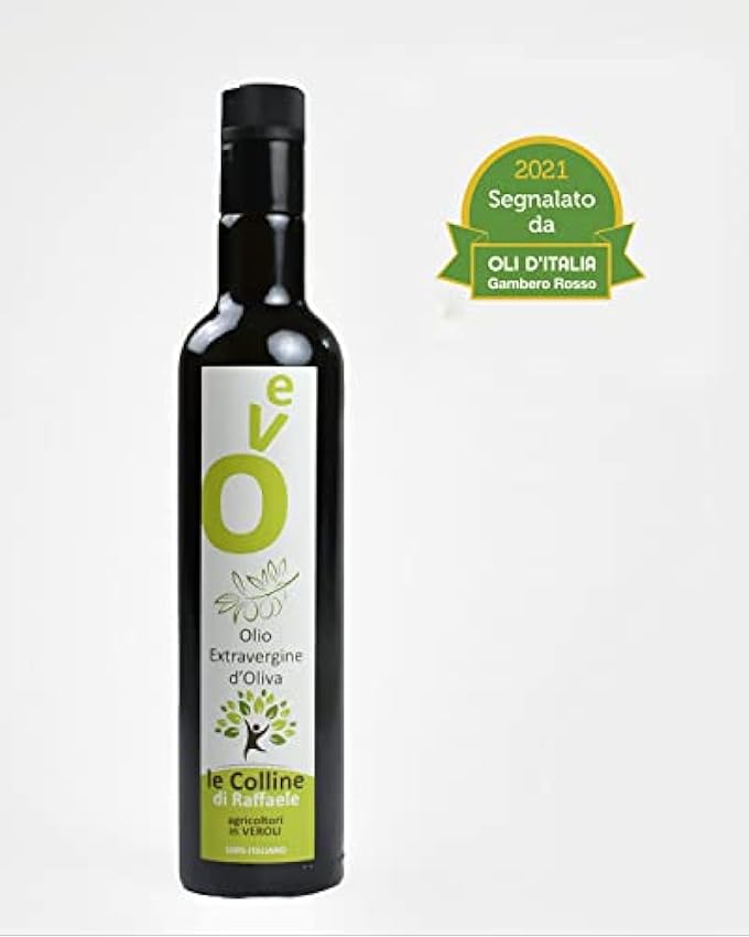 Le Colline di Raffaele - Huile d´olive extra vierge 100% mélange italien, huile EVO pressée à froid, à partir d´olives cueillies à la main, pack de 2 x 500 ml NEp9WOAa
