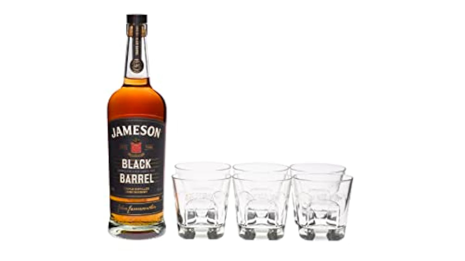 Pack JAMESON Black Barrel + 6 verres Whisky Irlandais - 40%, 70cl & Ballantines Bouteille en Verre Whisky 40% Not Stated Blended Scotch 1.5 L nj17bDwW