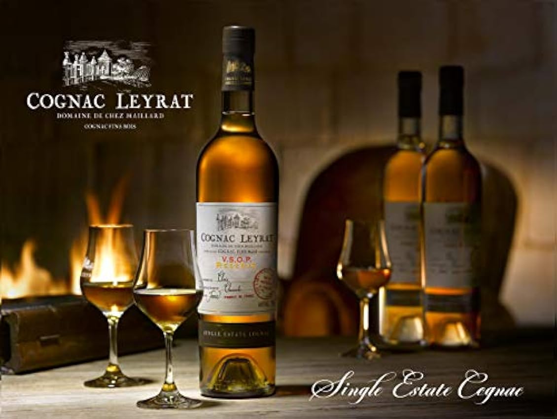 Leyrat, Cognac VSOP Réserve 70cl, 40% alc, Coffret 2 verres Leyrat Single Estate Cognac Cru Fins Bois. Meb1h7gg