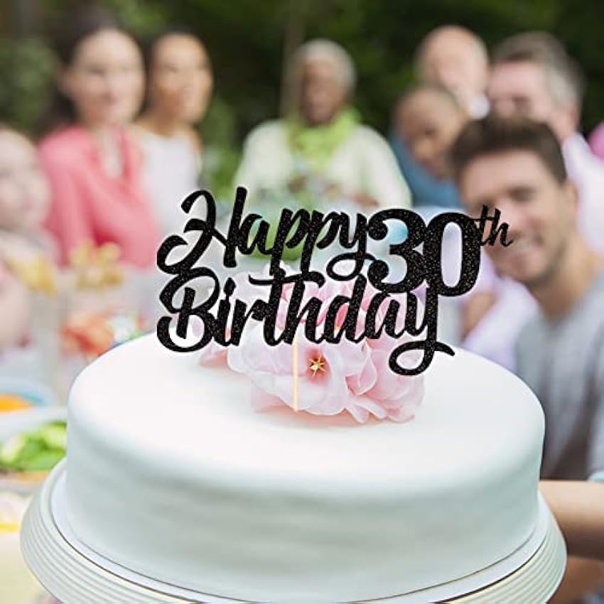 SYKYCTCY 1 lot de décorations de gâteau d´anniversaire à paillettes pour 30e anniversaire - Noires MHkwnB4g
