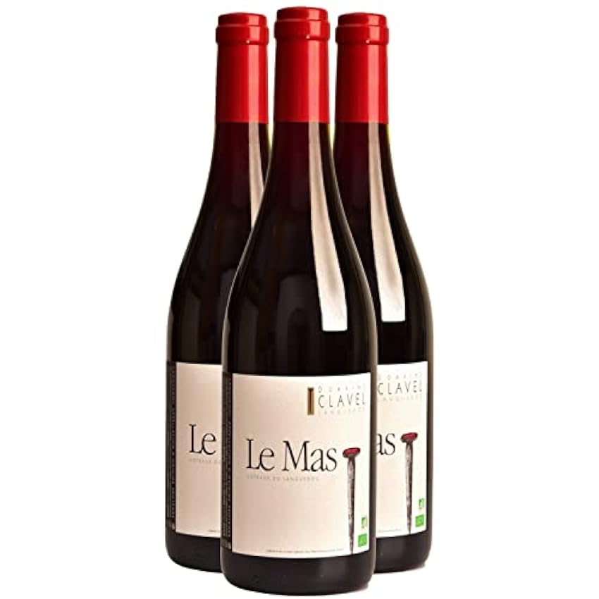 Languedoc Le Mas Rouge 2021 - Bio - Domaine Clavel - Vin AOC Rouge du Languedoc - Roussillon - Lot de 3x75cl - Cépages Syrah, Grenache o74YzOtD