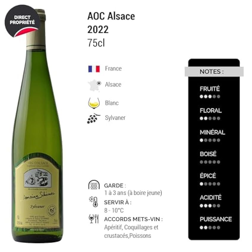 Alsace Sylvaner - Blanc 2022 - Domaine Schirmer - Vin Blanc d´ Alsace (6x75cl) NLHQKKtG