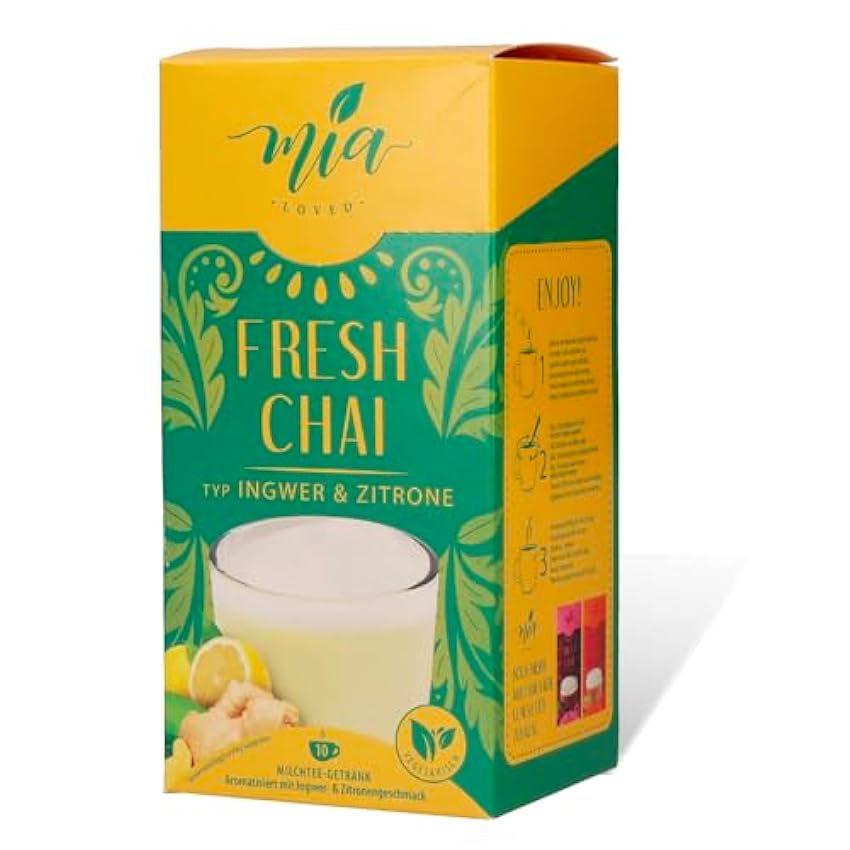 MIA Fresh Chai Boisson au lait instantanée gingembre et citron (10 bâtonnets x 25 g) Préparation facile soluble 80 tasses n1jlls22