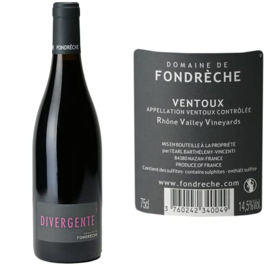 Ventoux Divergente - Rouge 2017 - Domaine Fondrèche - Vin Rouge de la Vallée du Rhône (75cl) L3W4asis