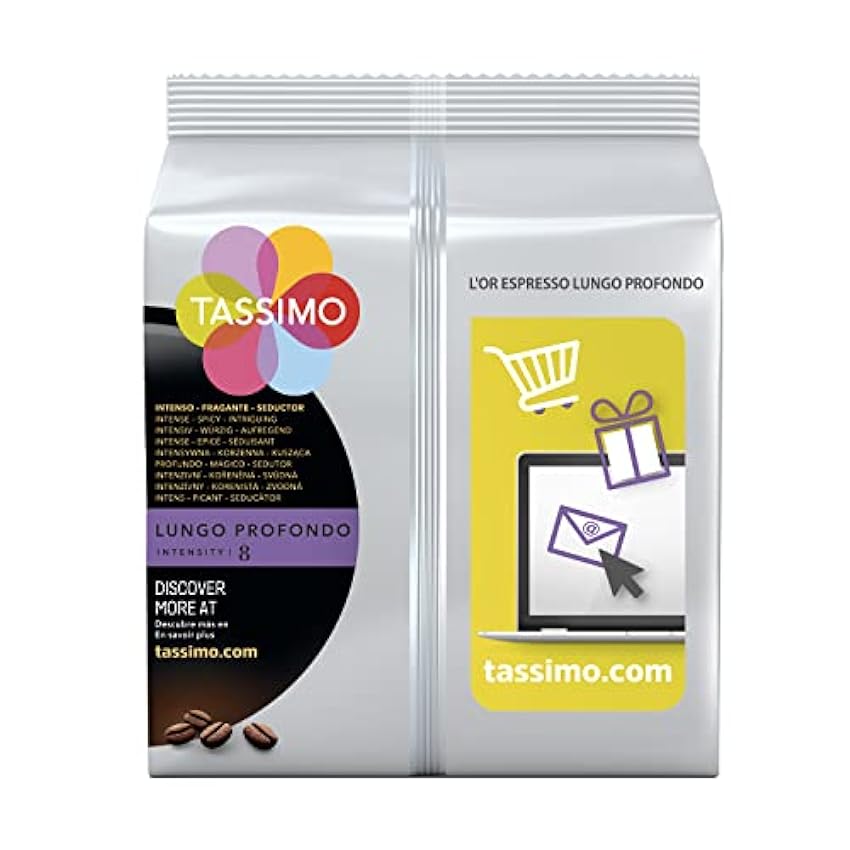 Tassimo Cafe L´OR Espresso Lungo Profondo - Intensite 8 - 80 Capsulas (T DISCs) compatible avec cafetiere Tassimo Bosch - 5 paquets de 16 NP3GNfL5