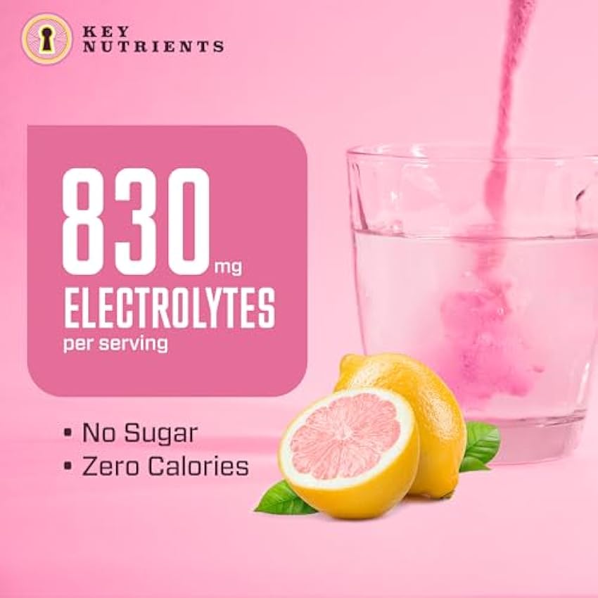 KEY NUTRIENTS Electrolytes Hydration Packets - Fresh Pink Lemonade 20 Pack - Travel Hydration Powder - No Sugar, No Calories, Gluten Free - Made in USA N9WAObOy