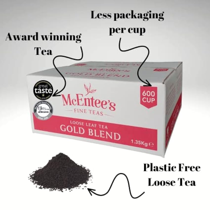 McEntee´s Irish Loose Leaf Gold Blend Tea - Catering 1.35Kg - Expertly blended in Ireland to give that perfect cup of tea. A traditional blend of Assam and Kenyan tea delivering that taste of home. MLrzZayV