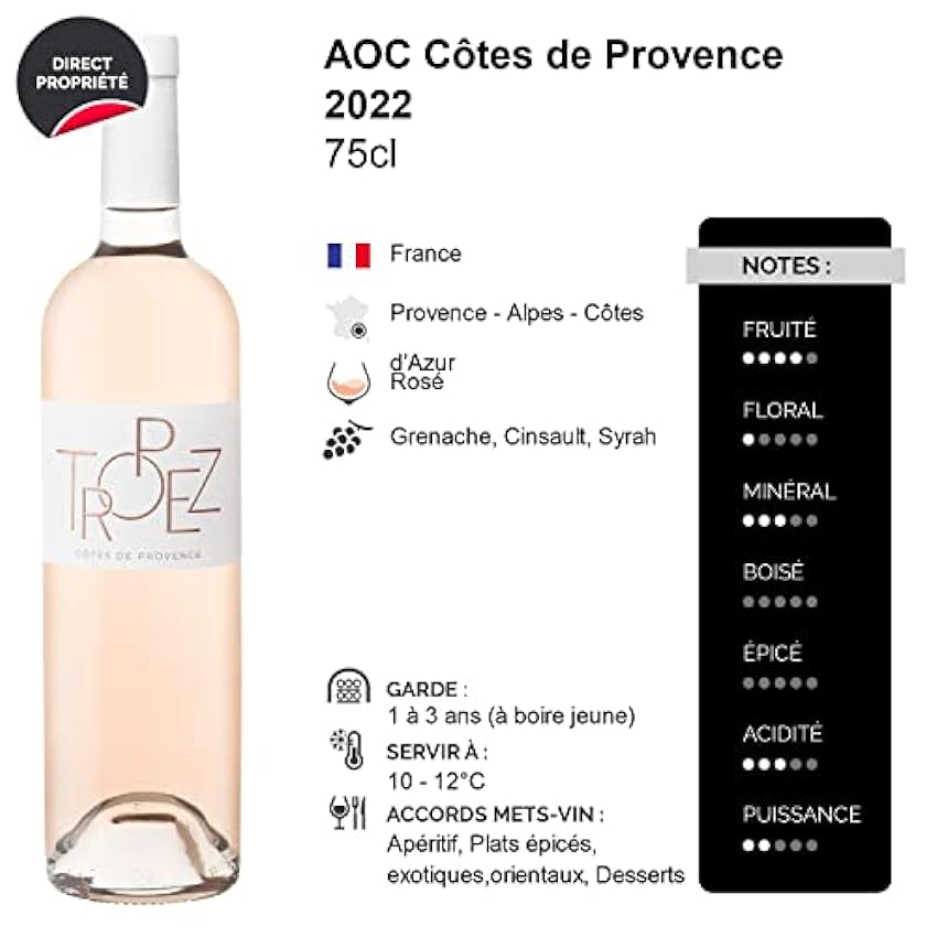 Côtes de Provence Tropez - Rosé 2022 - Domaine Tropez - Vin Rosé (6x75cl) nZIsSbfz