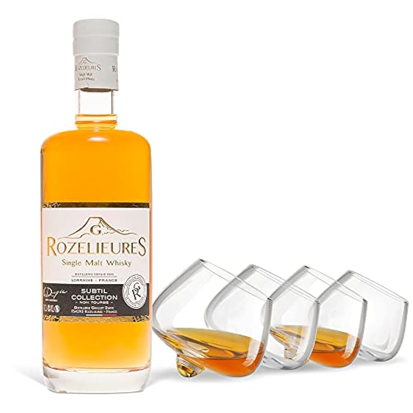 Coffret cadeau whisky Rozelieures Subtil -Single Malt Whisky- (0,7 l) avec 4 verres à whisky - Prime Presents MfXIIQLJ