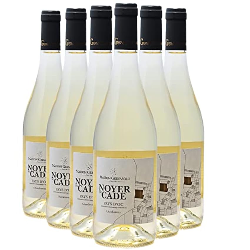 Pays d´Oc Noyer Du Cade Chardonnay Blanc - Maison Gervasoni - Vin IGP Blanc du Languedoc - Roussillon - Lot de 6x75cl - Cépage Chardonnay l2Esthdc