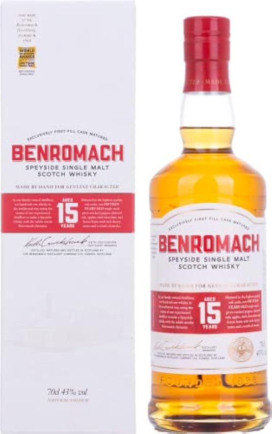 BENROMACH - 15 ans - Whisky Single Malt - 43% Alcool - Origine : Ecosse/Speyside - Bouteille 70 cl O6exGJTz