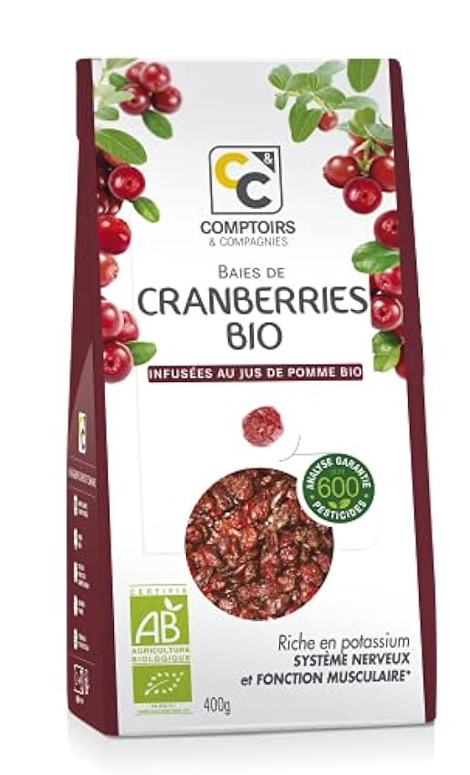 COMPTOIRS ET COMPAGNIES - Cranberries Bio - Riche en Potassium - Système Nerveux et Fonction Musculaire - 400g m7Gb9wia
