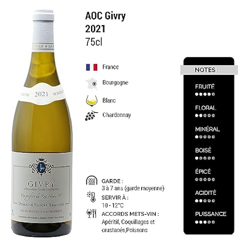 Givry - Blanc 2021 - Domaine Pascal Lemonde - Vin Blanc de Bourgogne (3x75cl) Obwc1MHi