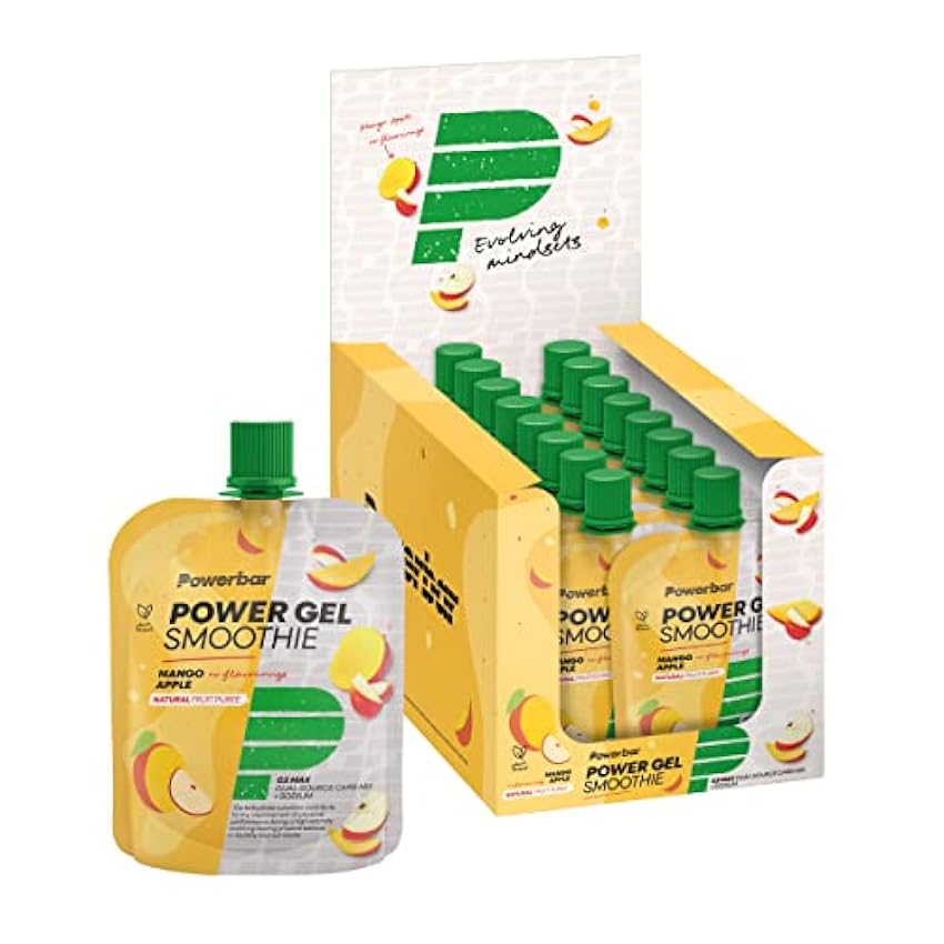Powerbar PowerGel Smoothies Mango Apple 16x90g - Smoothie Énergétique Végétal + Magnésium Sodium et Maltodextrine Mvcr7RsS