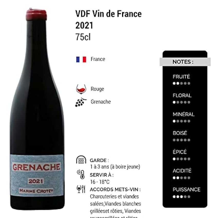 Grenache - Rouge 2021 - Maxime Crotet - Vin de France - Vin Rouge (75cl) lNFXoJfX
