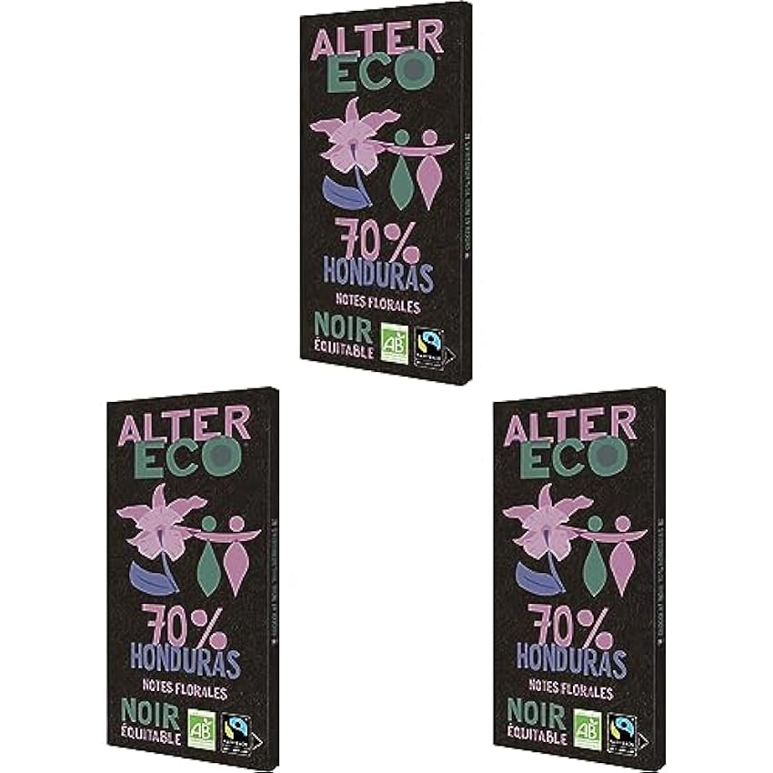 ALTER ECO - Tablette Chocolat Noir 70% - Notes Florales