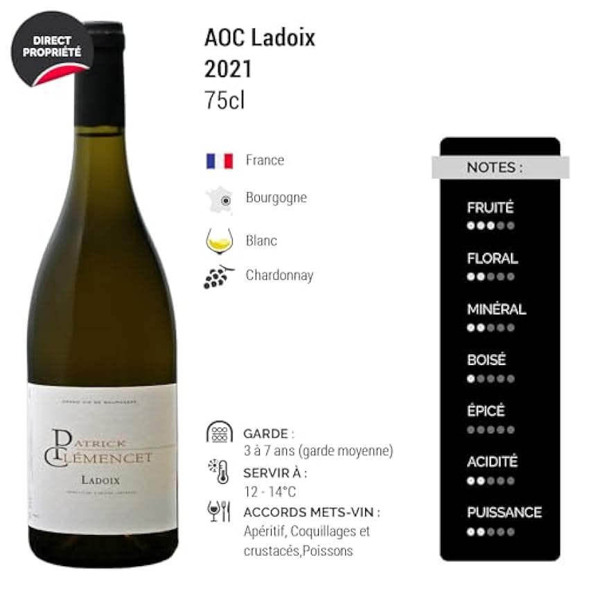 Ladoix - Blanc 2021 - Patrick Clémencet - Vin Blanc de Bourgogne (75cl) NBN4t29O