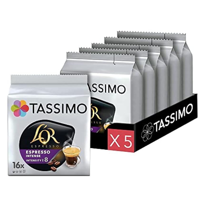 TASSIMO Café Dosettes - 80 Boissons L´Or Espresso Intense (Lot de 5 x 16 Boissons) MM74U98d