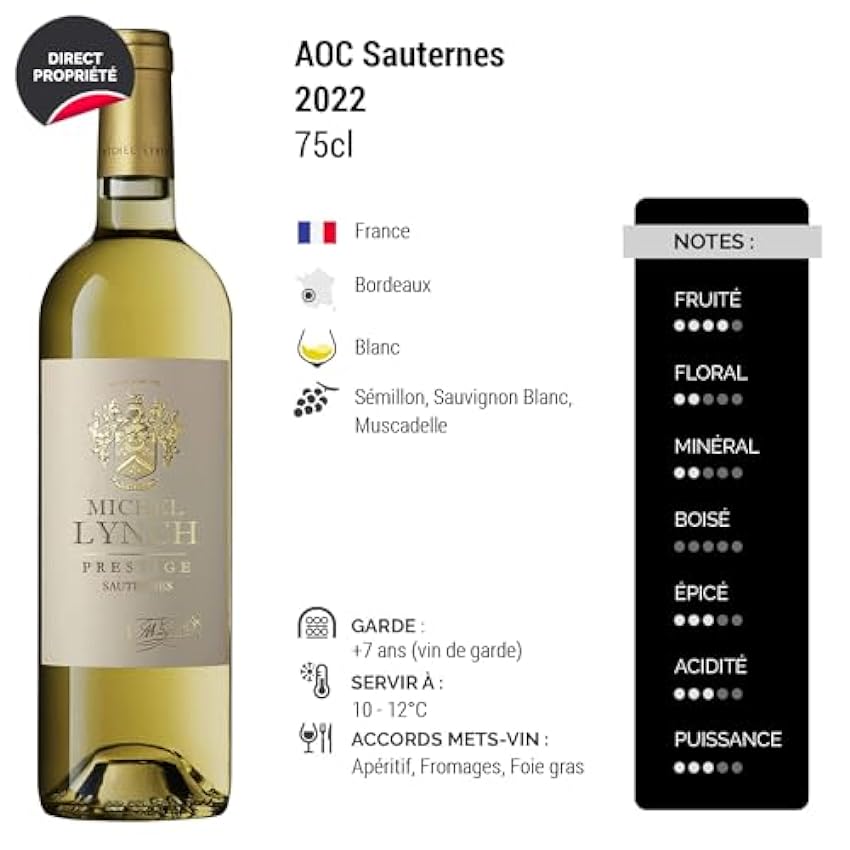Sauternes Prestige - Blanc 2022 - Michel Lynch - Vin Blanc de Bordeaux (3x75cl) HVE Moelleux o4emJczZ