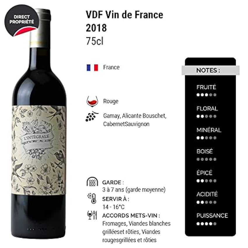 L´intégrale - Rouge 2018 - Les Frères Moine - Vin de France - Vin Rouge (3x75cl) of2mlZ8j