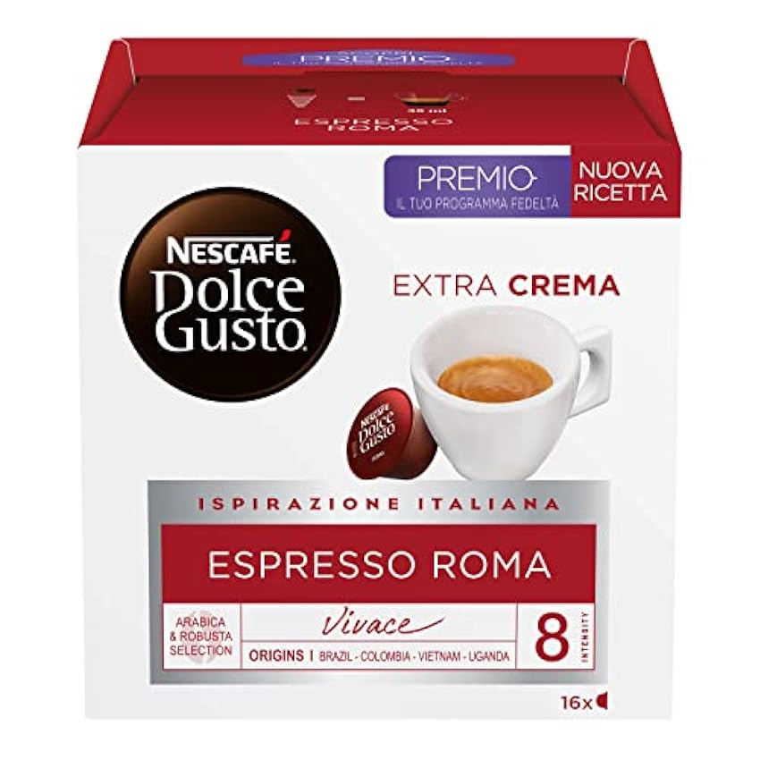 Nescafé Dolce Gusto Espresso Roma Caffé, 6 boîtes de 16