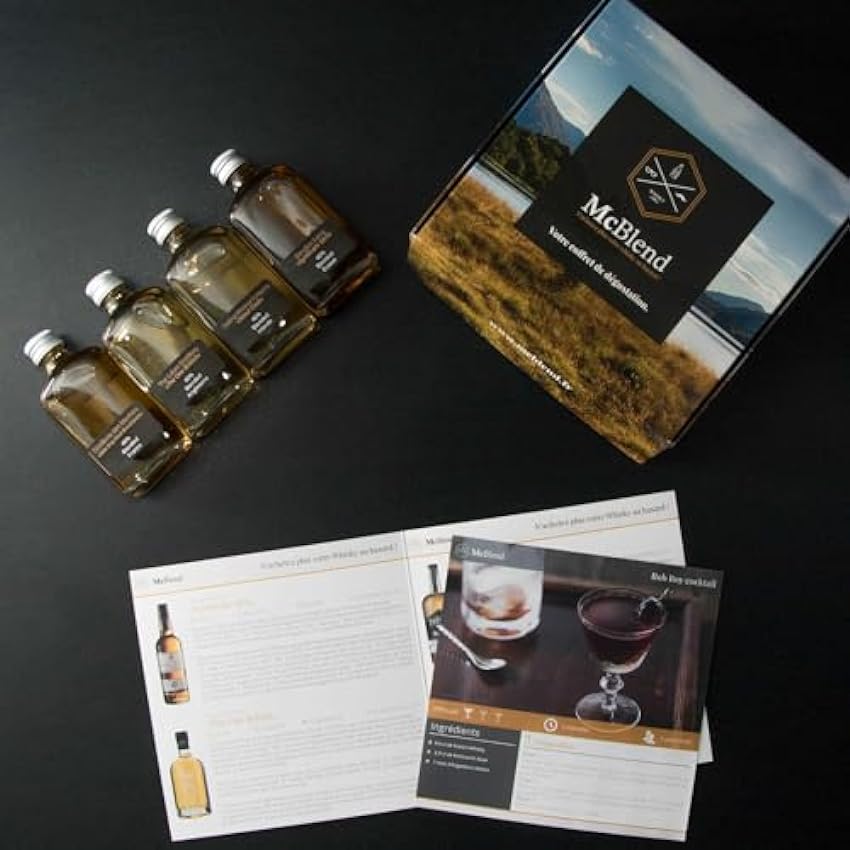 McBlend - Coffret de Whiskys Français - 4 x 50 ml - Coffret Dégustation de Whiskys Authentiques - Découvrez des Whiskys de Qualité - Cadeau Original - Cadeau pour Homme nV7WiScH
