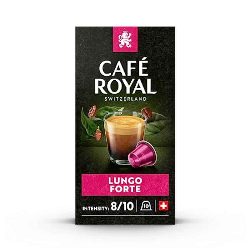 Café Royal Lungo Forte Lot de 100 capsules pour machine à café Nespresso - Intensité 8/10 - Capsules de café en aluminium certifié UTZ o1hm70MN