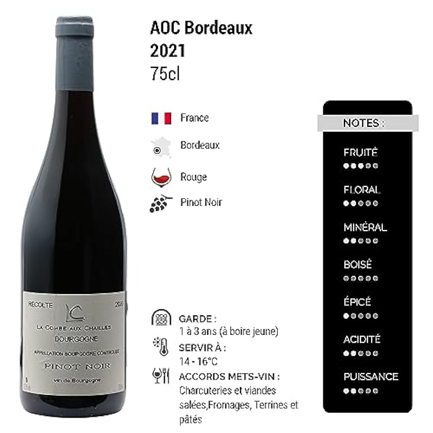 Bourgogne Pinot Noir - Rouge 2021 - La Combes aux Chailles - Vin Rouge de Bourgogne (3x75cl) lvAaOrlK