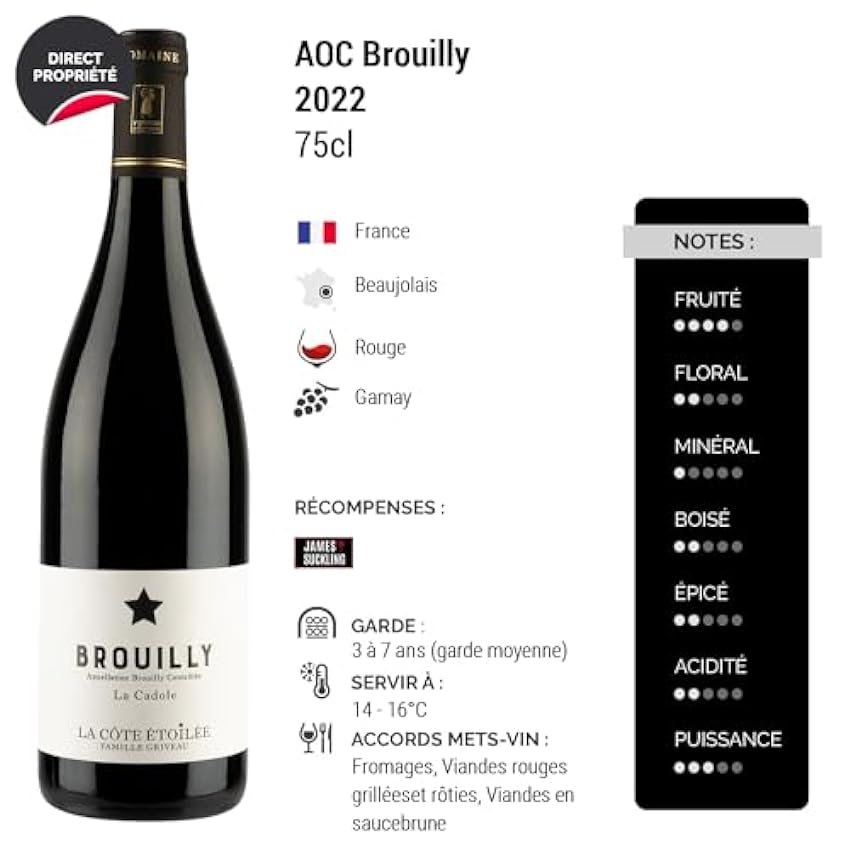 Brouilly La Cadole - Rouge 2022 - La Côte Étoilée - Vin Rouge du Beaujolais (6x75cl) lSZf6TtK