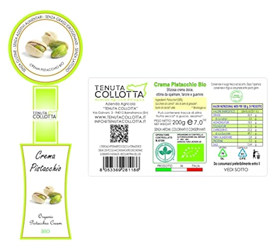 Tenuta Collotta® - Crème de Pistache Bio g 200 - 100% Italien - Produit en Sicile mqmvnXV6