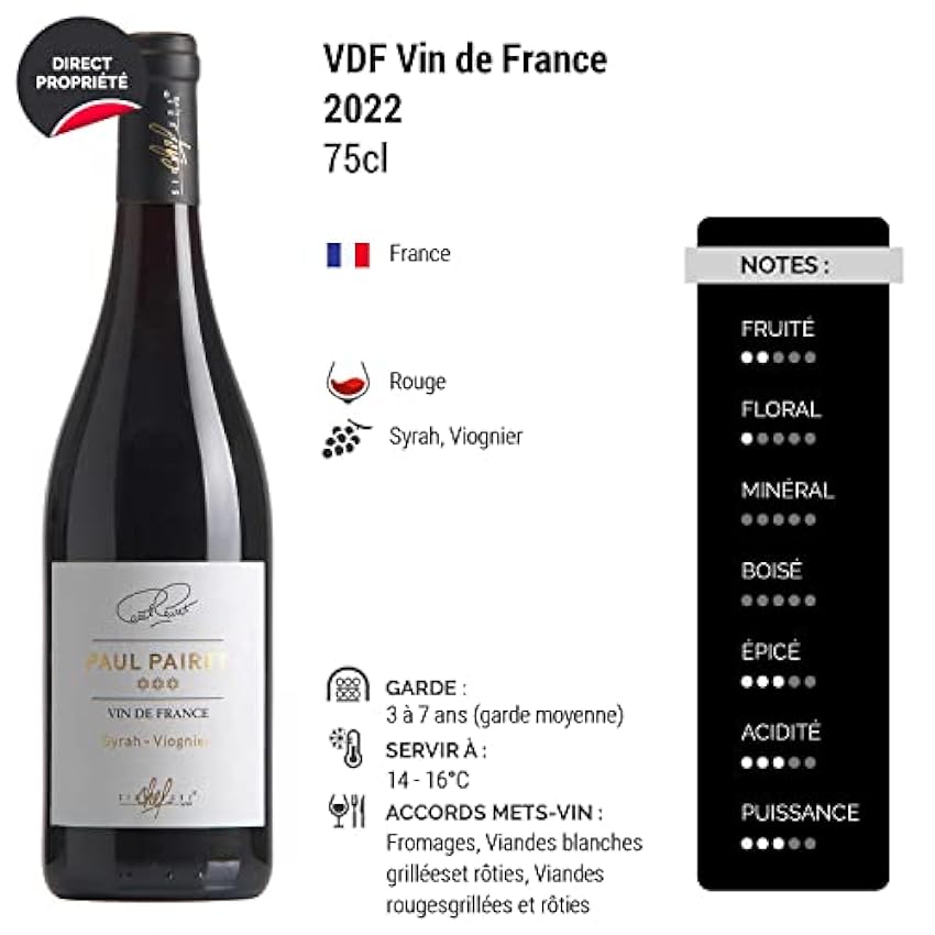 PAUL PAIRET - Rouge 2022 - Signature Chef - Vin de France - Vin Rouge (3x75cl) HVE Ks55cwCu