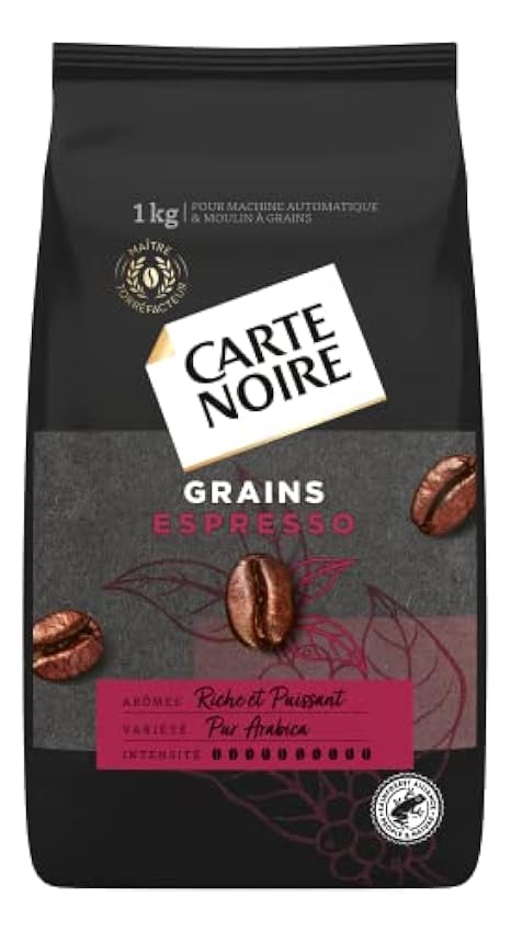 Carte Noire Café en Grains Classique, Pur Arabica, Certifié Rainforest Alliance, 2 Paquets de 1 kg & Café Grain Carte Noire Espresso - 100% Arabica - Paquet de 1 kg - Fabriqué en France lU5dEFQh