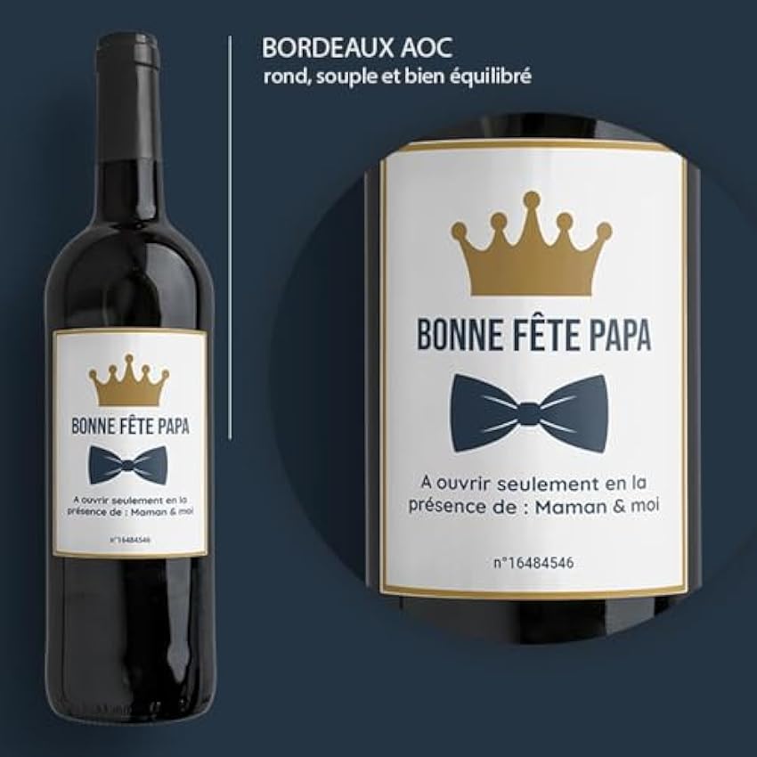 CADEAUX.COM - Bouteille de vin de Bordeaux personnalisée - Papa Royal L4MCVohW