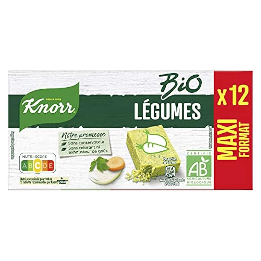 Knorr Bouillon Deshydraté de Légumes, Bio, Les 12 Cubes