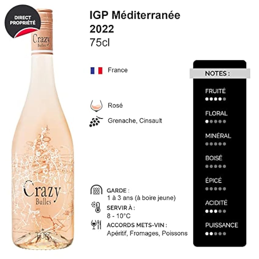 Méditerranée Crazy Bulles - Rosé 2022 - Domaine Tropez - Vin Rosé (6x75cl) mAHt9WMq