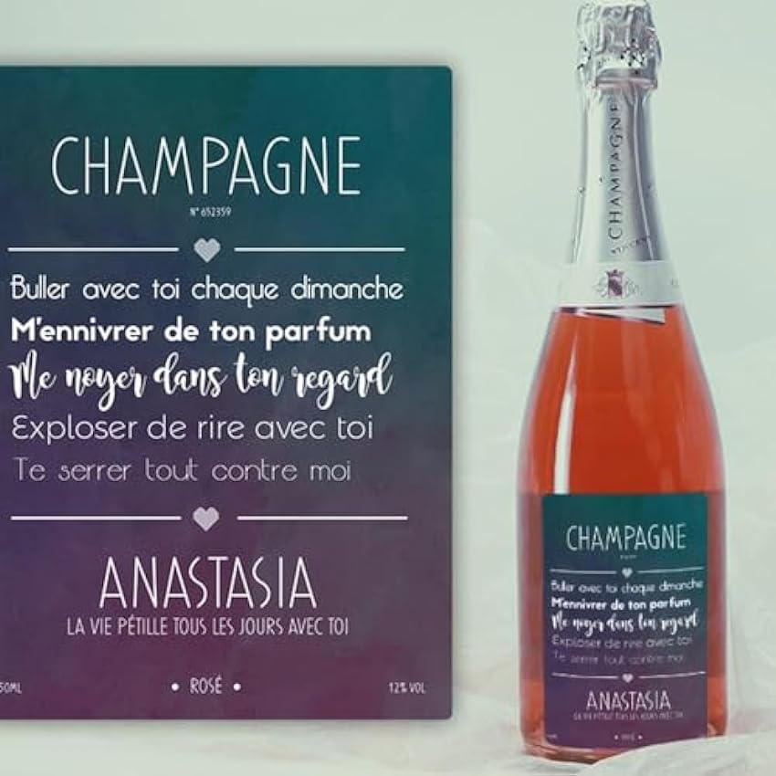 CADEAUX.COM - Bouteille de Champagne Rosé Mon amour n0YrKJlE