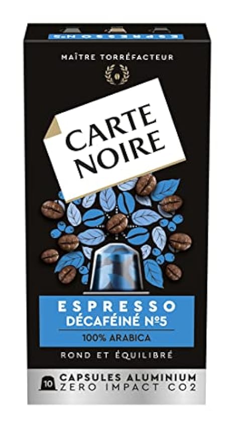 CARTE NOIRE - Capsules de Café Espresso Intense N°9 - Café Arabica - Lot de 4 x 60 Capsules Aluminium & Capsules Décaféiné N°5 - Café Arabica - Lot de 10 x 10 Capsules Aluminium KtptBpNu