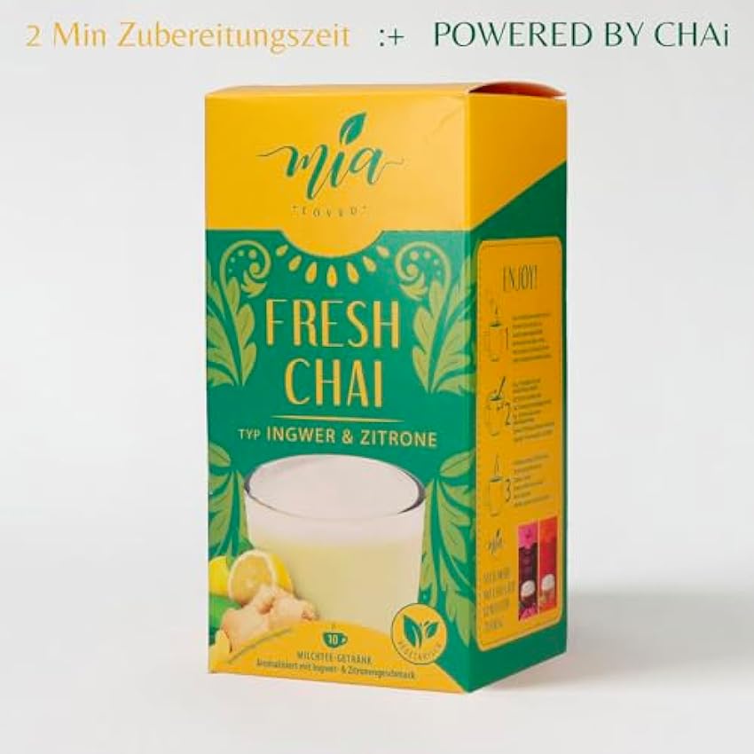 MIA Fresh Chai Boisson au lait instantanée gingembre et citron (10 bâtonnets x 25 g) Préparation facile soluble 80 tasses n1jlls22
