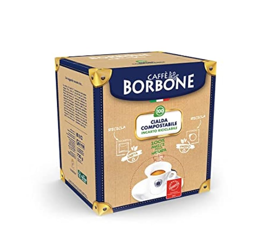 Caffè Borbone Café Dosette Compostable, Emballage Recyclable, Mélange Or - 100 boissons - Système ESE N6TMcklP