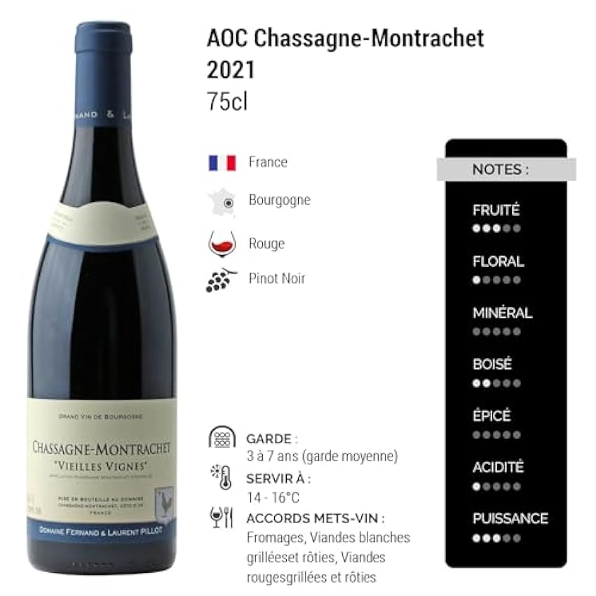 Chassagne-Montrachet Vieilles Vignes - Rouge 2021 - Domaine Fernand et Laurent Pillot - Vin Rouge de Bourgogne (75cl) mbDX7jkP