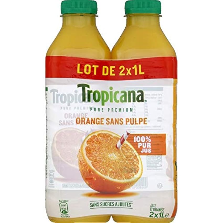 Tropicana Jus d´orange sans pulpe - Les 2 bouteilles de 1L NkiIH3il