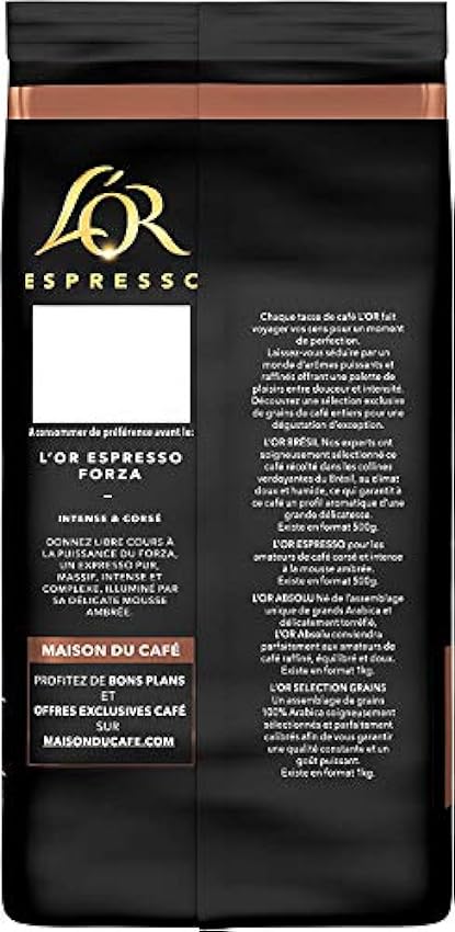 L´Or Espresso Café en Grains Forza 1,5kg - Lot de 3 x 500 g nlFBNgrp