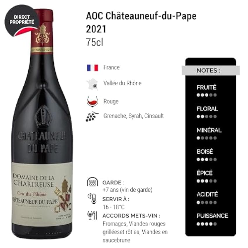 Châteauneuf-du-Pape - Rouge 2021 - Domaine Chartreuse - Vin Rouge de la Vallée du Rhône (3x75cl) mk4C4EQT