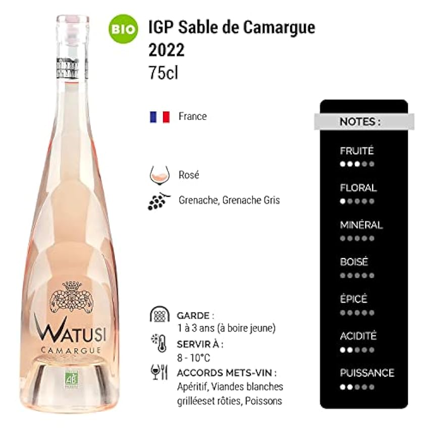 Sable de Camargue Watusi - Rosé 2022 - Château Puech Haut - Vin Rosé du Languedoc - Roussillon (6x75cl) BIO M2ABYSgo