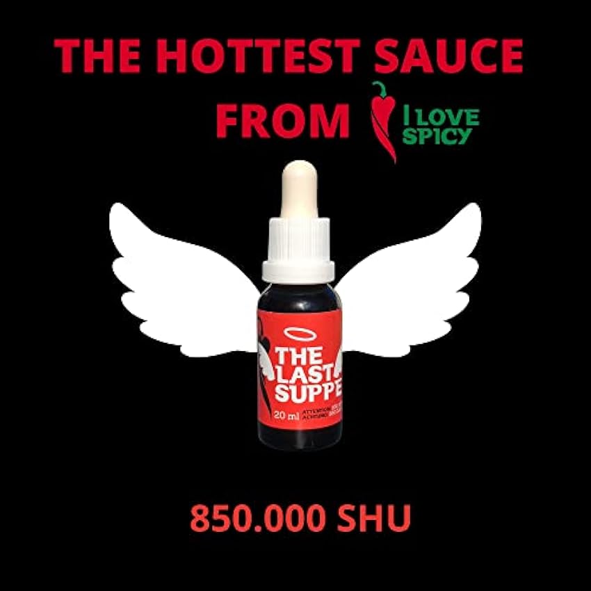 I LOVE SPICY The Last Supper Hot Chili Sauce au Trinidad 20 ml, Mesuré en Laboratoire 850 000 SHU, Scorpion Moruga et 70% Capsaicin, Piquant 12/5 M5fhSLyK