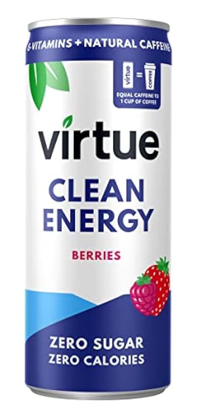Virtue Clean Energy – Boisson Énergisante Naturelle – Sans Sucre, Sans Calories, Végétalien, Sans gluten, Cétogène, Vitamine B | Lot de 12x250ml (Fruits Rouges) NvBxu67Y