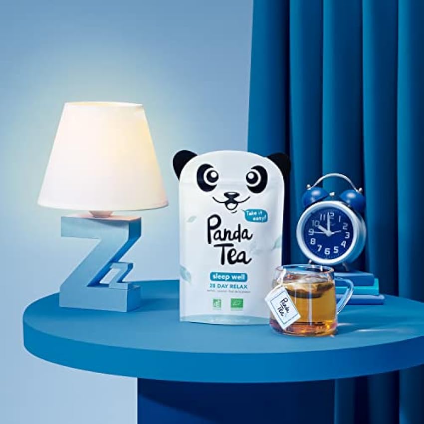 Panda Tea Infusion Sleep Well | Infusion Zen Tisane Sommeil Rooibos | | Parfait pour la détox estivale et rester hydraté | Ingrédients biologique | 28 Sachets Coton Mousseline Bio | Nuit tranquille lj8UizIK
